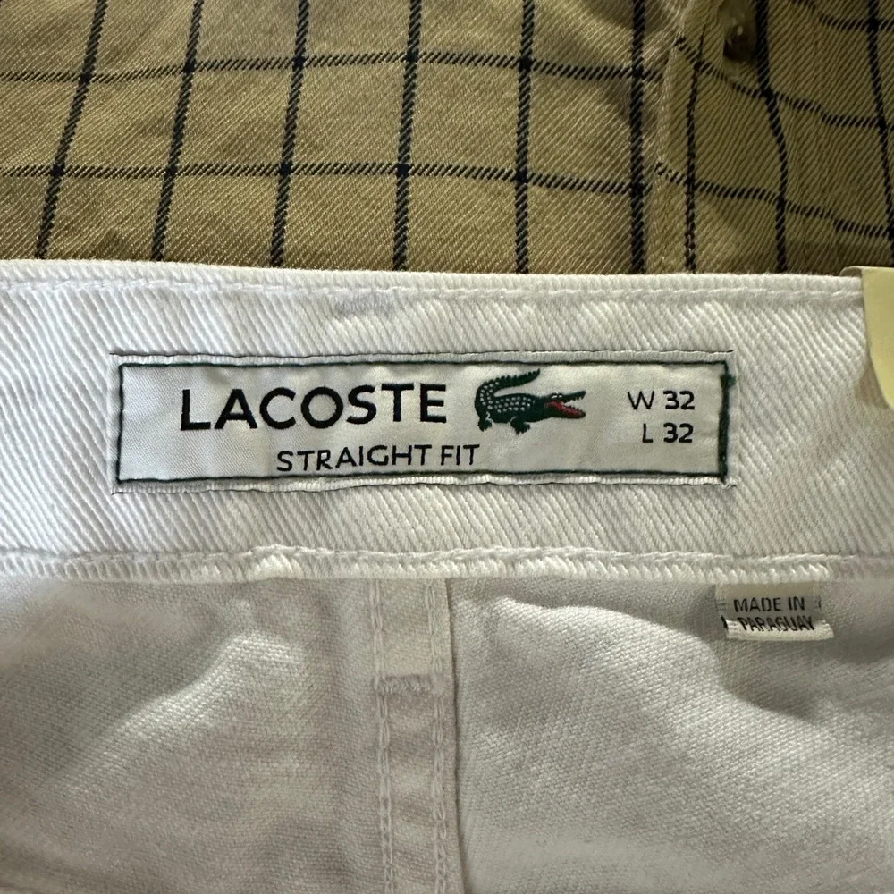 Lacoste Mens White Straight Fit Denim Jeans 100% Cotton W32 L32 5 Pocket NWT‎